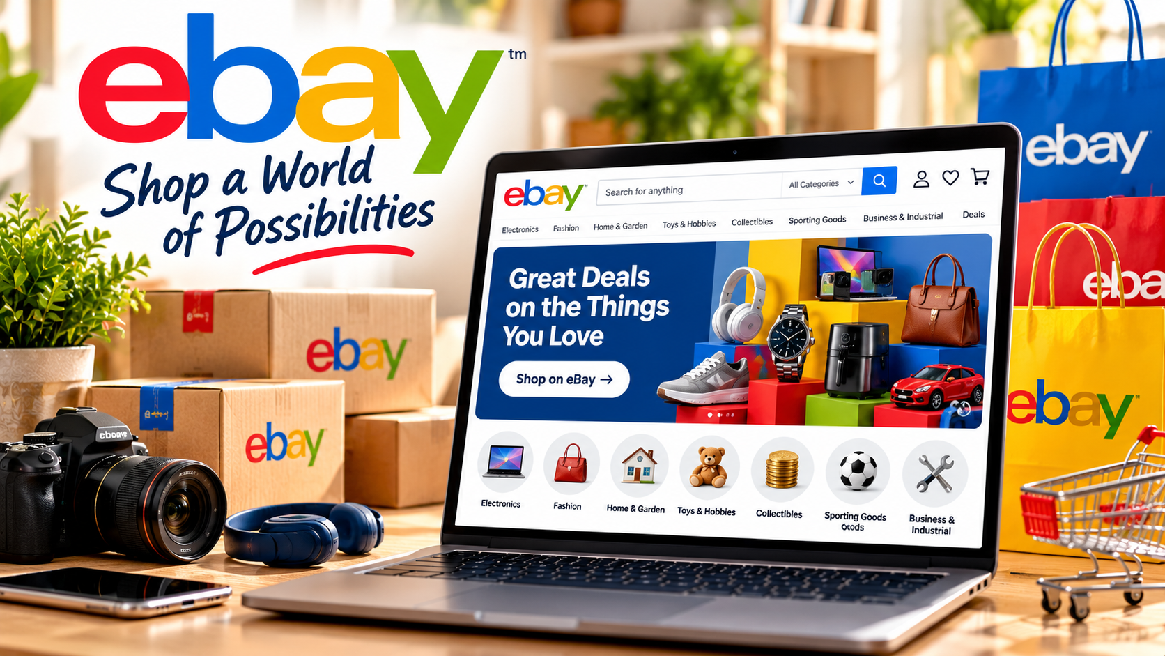 Colorful retail storefronts representing online marketplace shopping