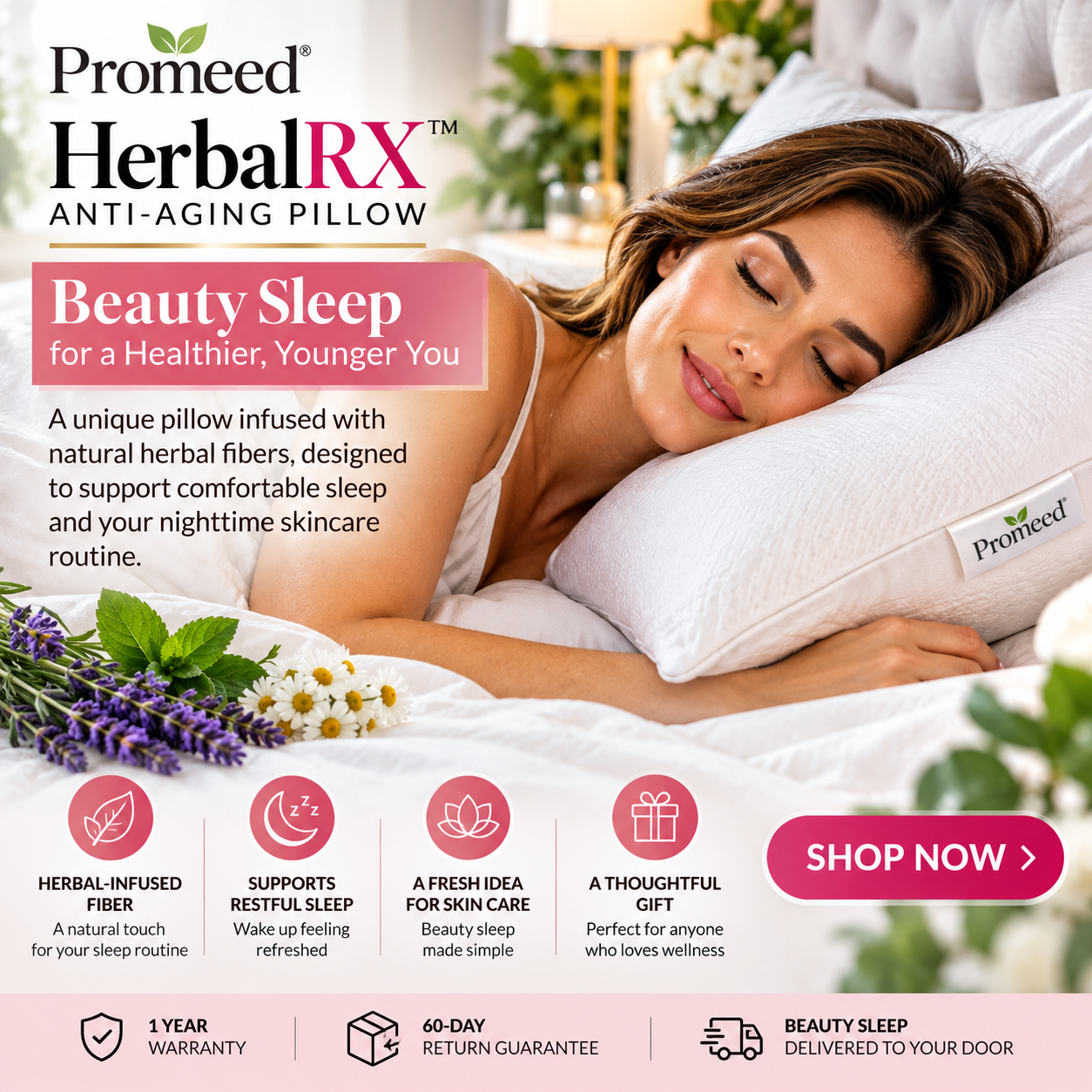 HerbalRX Beauty Sleep Anti-aging Pillow by Promeed