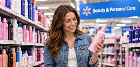 Shopper browsing beauty and personal care products