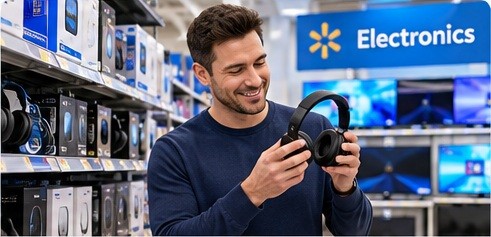 Shopper browsing electronics and smart technology