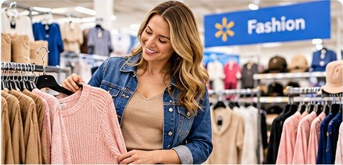 Shopper browsing clothing and accessories