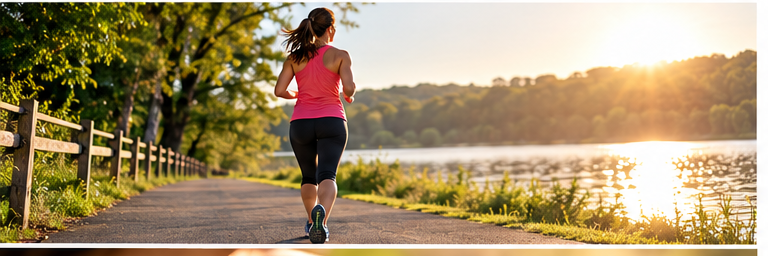 Woman running outdoors as part of a cardiovascular fitness routine